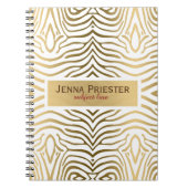 Patroon met moderne witte en goudzebrastripes notitieboek (Voorkant)