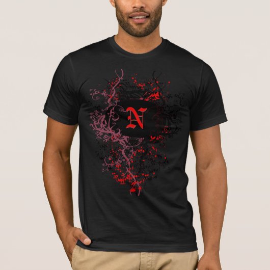 patroon met monogram letter N T-shirt (Voorkant)