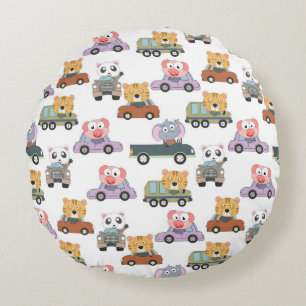 Patroon met Mooie Dieren in Auto's Rond Kussen