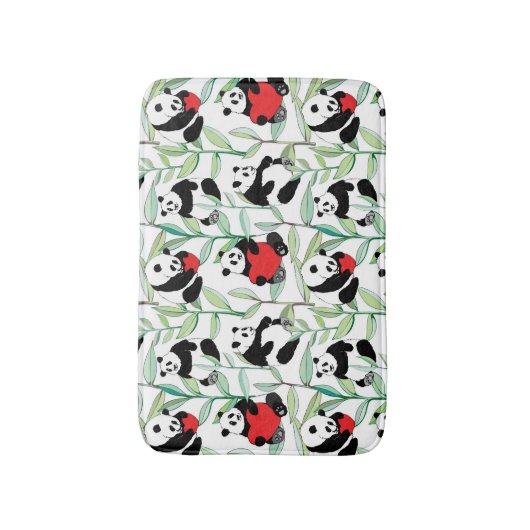 patroon met mooie panda ' s met hart badmat (Voorkant Verticaal)