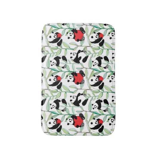 patroon met mooie panda ' s met hart badmat (Voorkant Verticaal)
