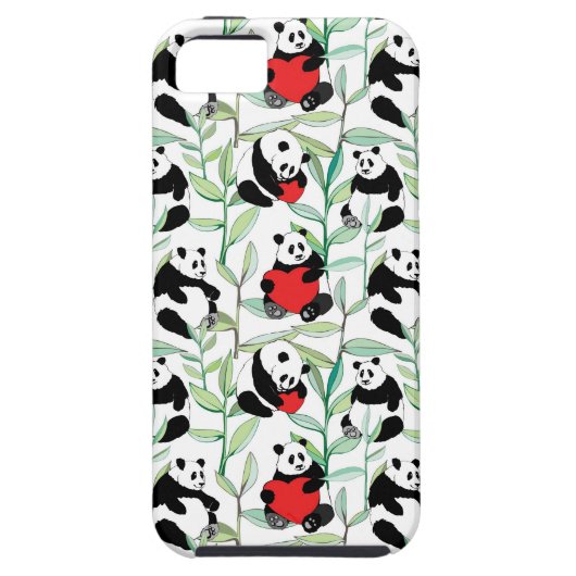 patroon met mooie panda ' s met hart Case-Mate iPhone case (Achterkant)