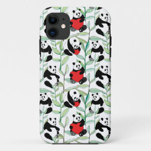 patroon met mooie panda ' s met hart iPhone 11 hoesje
