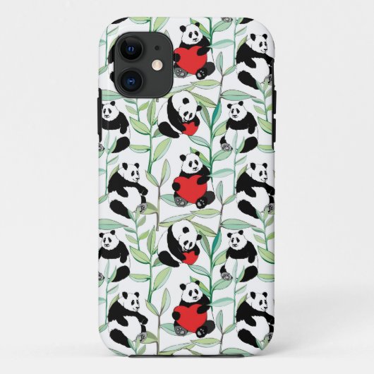 patroon met mooie panda ' s met hart Case-Mate iPhone case (Achterkant)