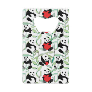 patroon met mooie panda ' s met hart creditkaart flessenopener