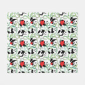patroon met mooie panda ' s met hart fleece deken (Voorkant (Horizontaal))