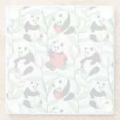 patroon met mooie panda ' s met hart glazen onderzetter (Achterkant)