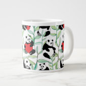 patroon met mooie panda ' s met hart grote koffiekop (Voorkant rechts)