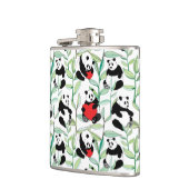 patroon met mooie panda ' s met hart heupfles (Links)