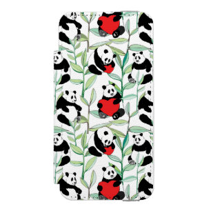 patroon met mooie panda ' s met hart