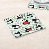 patroon met mooie panda ' s met hart kartonnen onderzetters (Schuin)