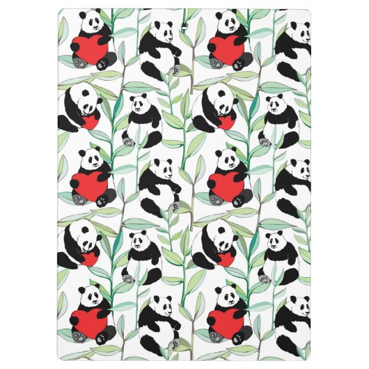 patroon met mooie panda ' s met hart klembord (Achterkant)