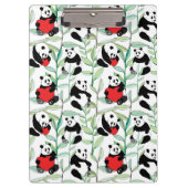 patroon met mooie panda ' s met hart klembord (Voorkant)
