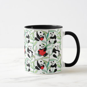 patroon met mooie panda ' s met hart mok