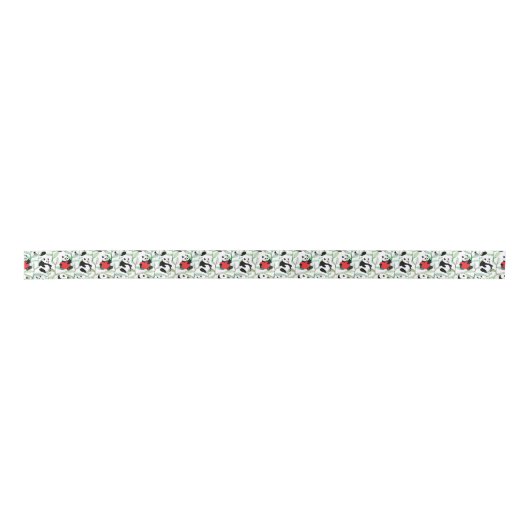 patroon met mooie panda ' s met hart satijnen lint (Voorkant)