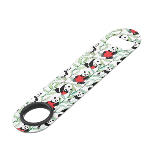 patroon met mooie panda ' s met hart speed flessenopener (Voorkant Gekanteld)