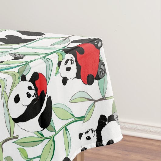 patroon met mooie panda ' s met hart tafelkleed (Voorbeeld)