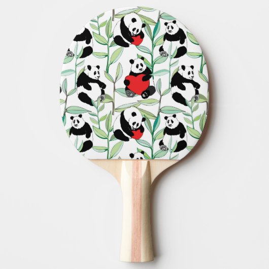 patroon met mooie panda ' s met hart tafeltennisbatje (Voorkant)