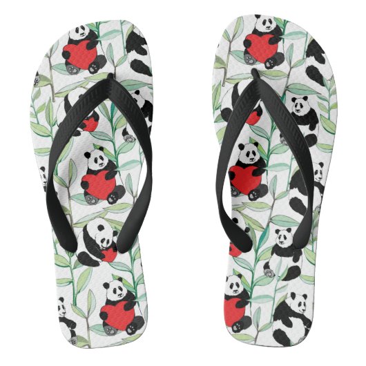 patroon met mooie panda ' s met hart teenslippers (Voetbed)