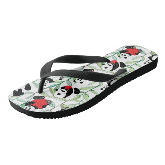 patroon met mooie panda ' s met hart teenslippers (Schuin)
