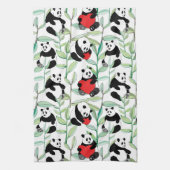 patroon met mooie panda ' s met hart theedoek (Verticaal)