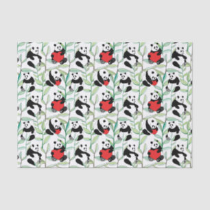 patroon met mooie panda ' s met hart tissuepapier