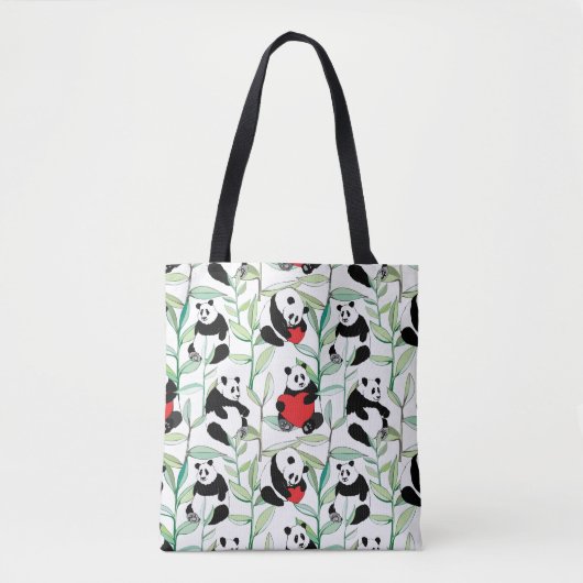 patroon met mooie panda ' s met hart tote bag (Voorkant)