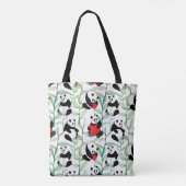 patroon met mooie panda ' s met hart tote bag (Achterkant)