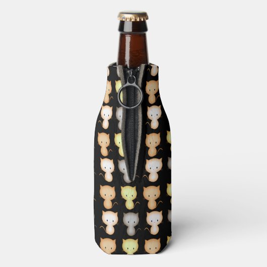 Patroon met Moppige Kittens Flesjeskoeler (Fles Achterkant)