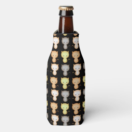 Patroon met Moppige Kittens Flesjeskoeler (Fles Voorkant)