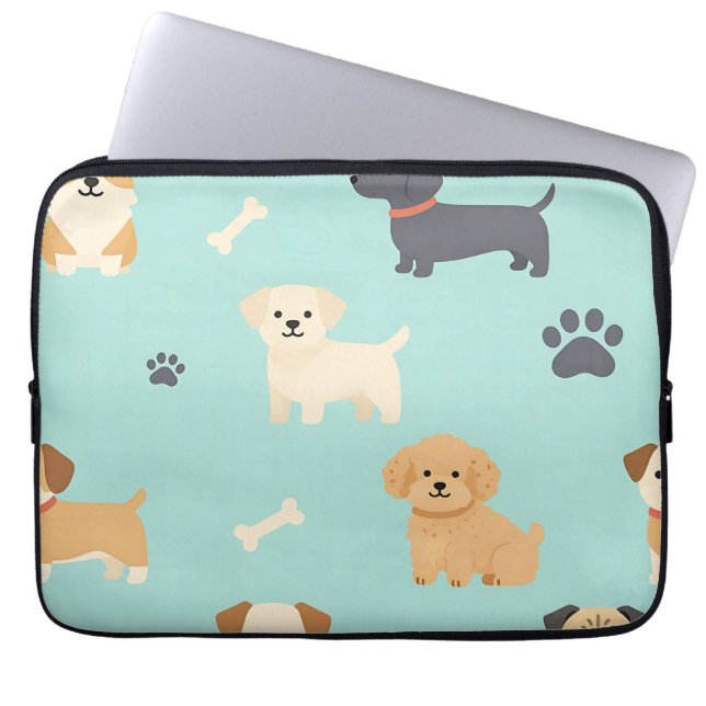 Patroon met Mopshonden Laptop Sleeve (Voorkant)