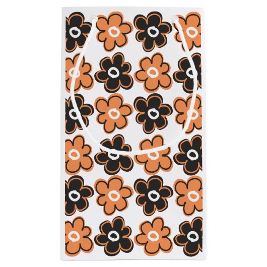 Patroon met Oranje en zwarte rembloemen Klein Cadeauzakje (Achterkant)