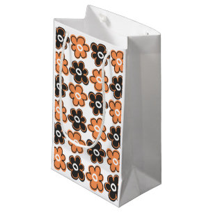 Patroon met Oranje en zwarte rembloemen Klein Cadeauzakje