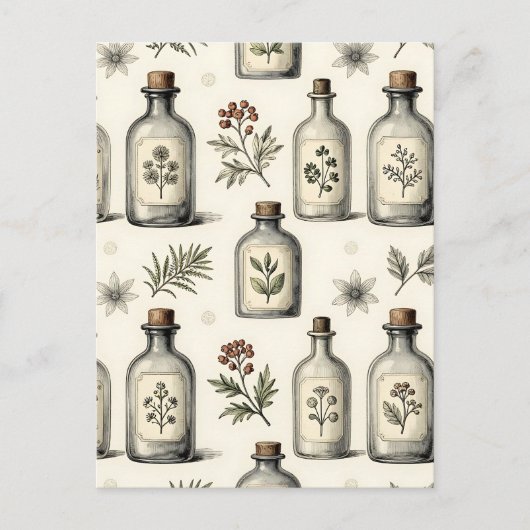 Patroon met oude apothekerskruidenflessen briefkaart (Voorkant)