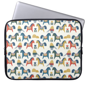 Patroon met paarden geïnspireerd door de scandinav laptop sleeve