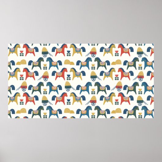 Patroon met paarden geïnspireerd door de scandinav poster (Voorkant)