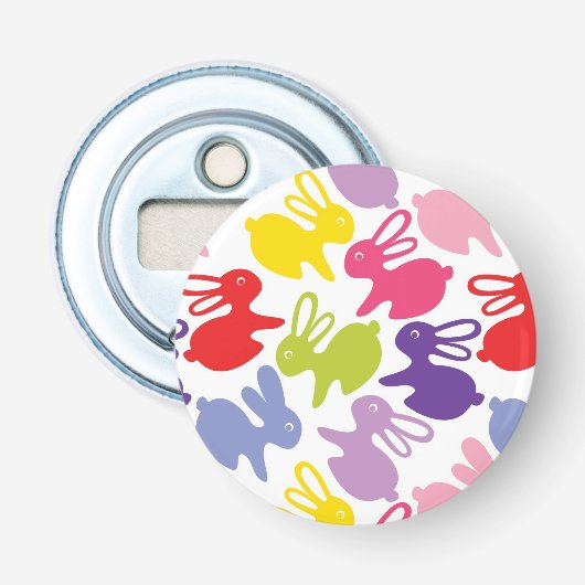 patroon met Paaskonijnen Button Flesopener (Voorkant)