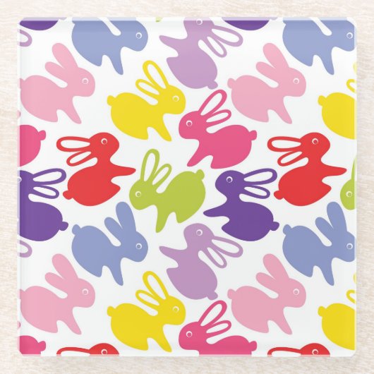 patroon met Paaskonijnen Glazen Onderzetter (Voorkant)