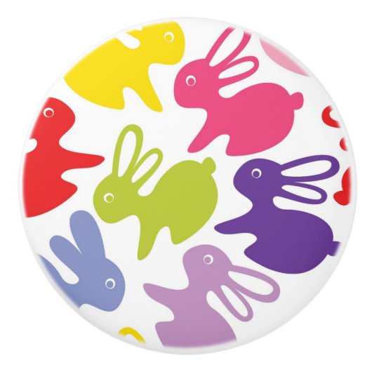 patroon met Paaskonijnen Keramische Knop (Voorkant)