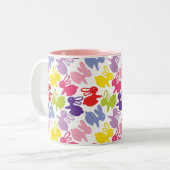 patroon met Paaskonijnen Tweekleurige Koffiemok (Voorkant links)