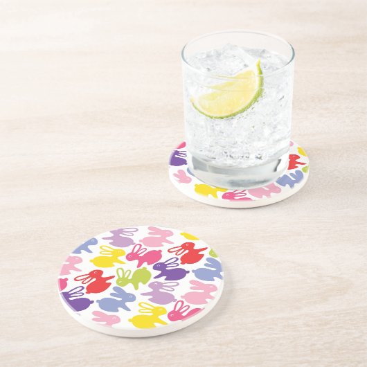 patroon met Paaskonijnen Zandsteen Onderzetter (Zijkant)