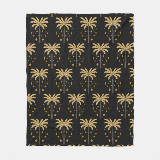Patroon met palmbomen en ornamenten fleece deken (Voorkant)