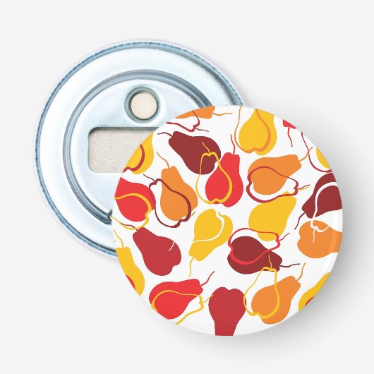Patroon met peren button flesopener (Voorkant)