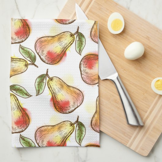 Patroon met peren theedoek (Quarter Fold)