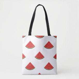 patroon met plakken watermeloen op een wand tote bag