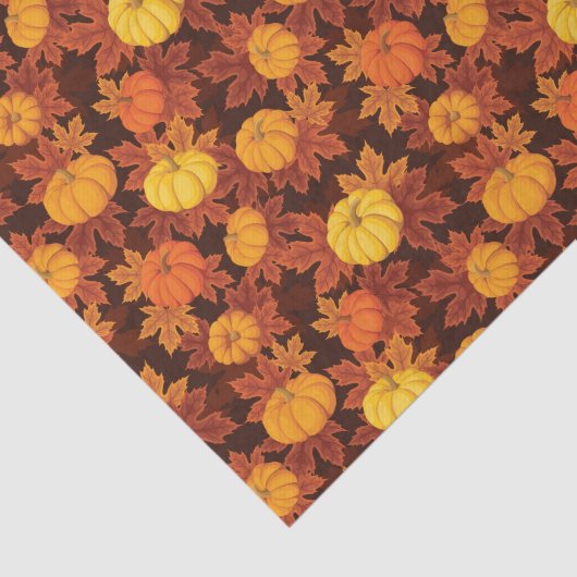 Patroon met pompoenen en herfst tissuepapier (Detail)