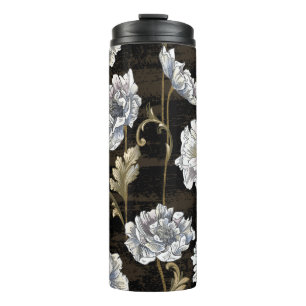 Patroon met pony bouquet met barokgoud zwijn thermosbeker