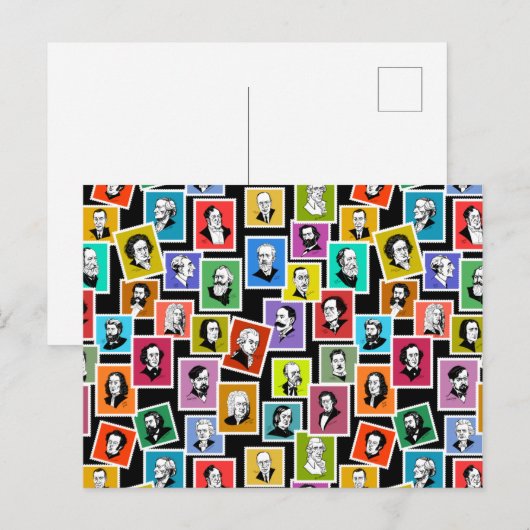 Patroon met portretten van de grootste componisten aankondigingskaart (Voorkant / Achterkant)