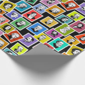 Patroon met portretten van de grootste componisten cadeaupapier (Hoek)