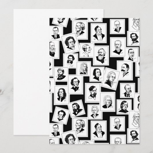 Patroon met portretten van de grootste componisten kaart (Voorkant / Achterkant)